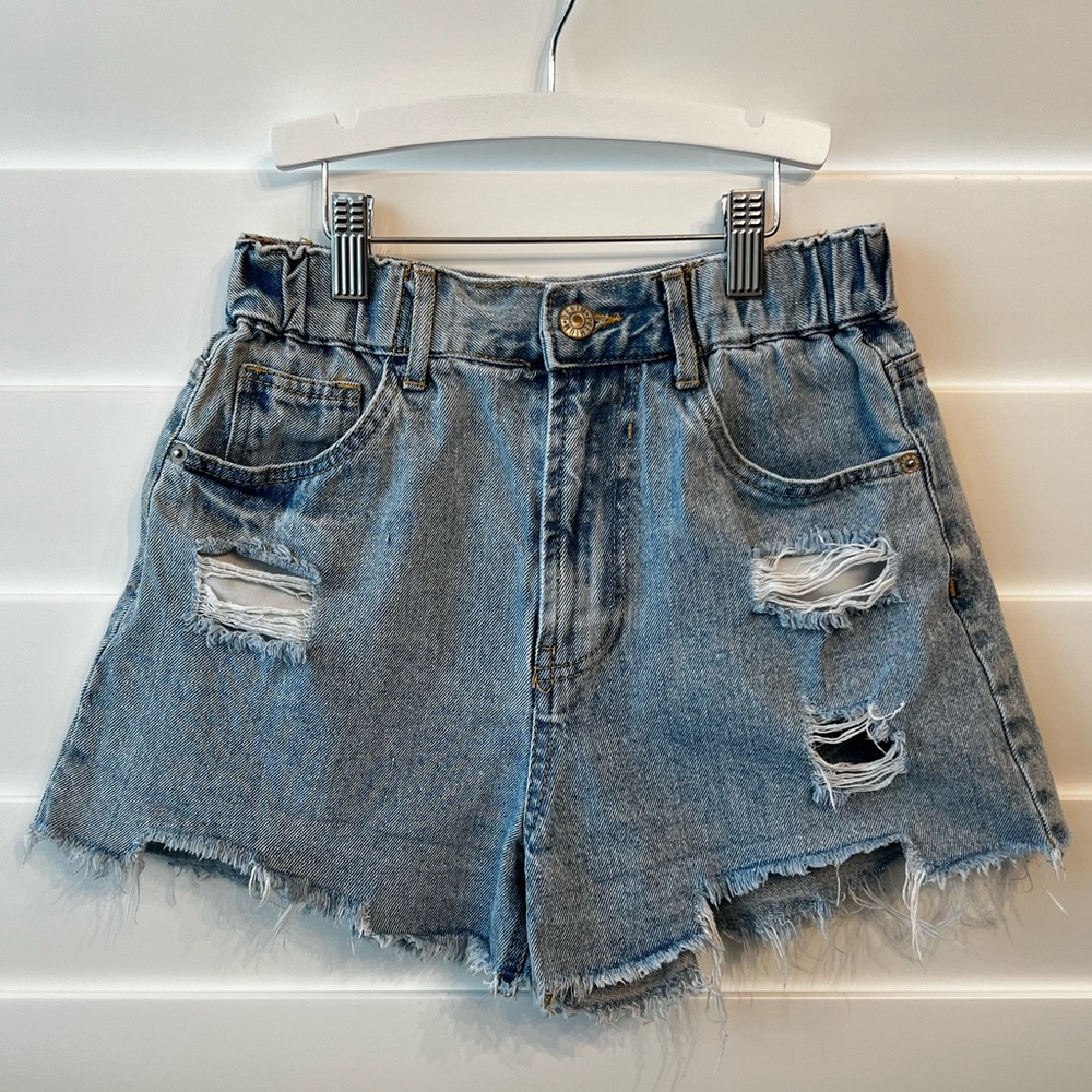 Love Tree Blue Distressed Jean Shorts